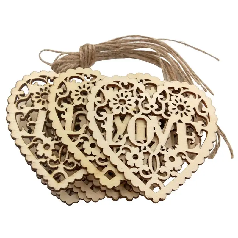 10 шт. деревянные украшения в форме сердца для свадьбы, подарки на день Святого Валентина, украшения своими руками