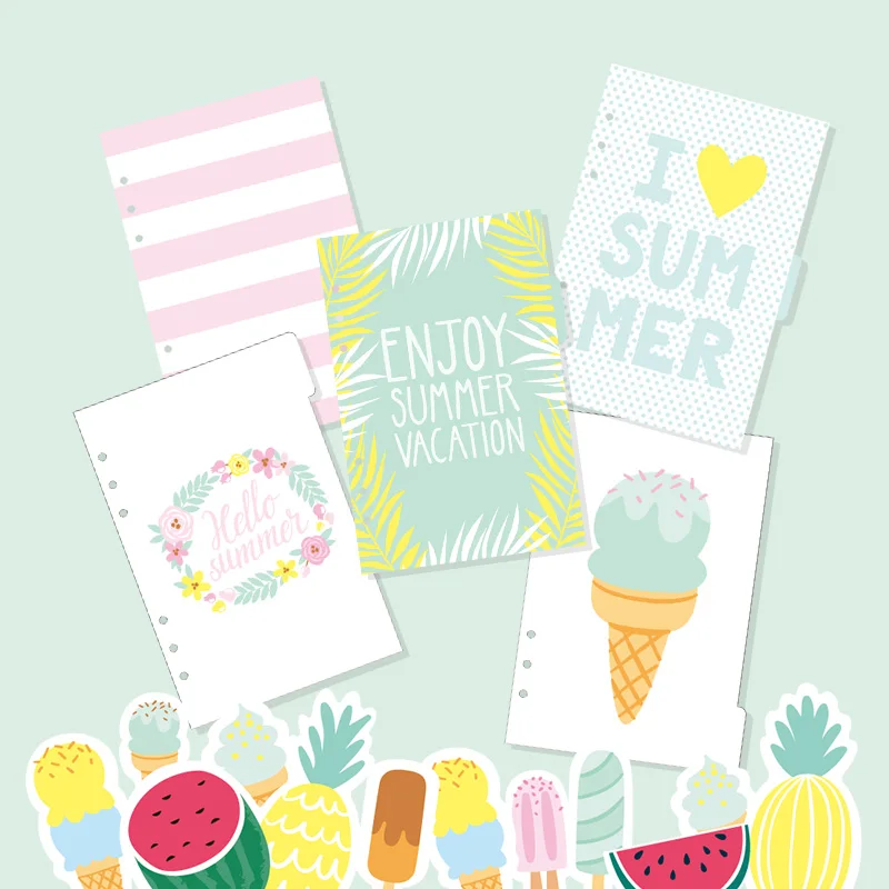 

2019 New Dokibook Summer Ice Cream Lovedoki Separator Page A5 A6 A7 notebook kawaii Decoration dividers stationery wholesale