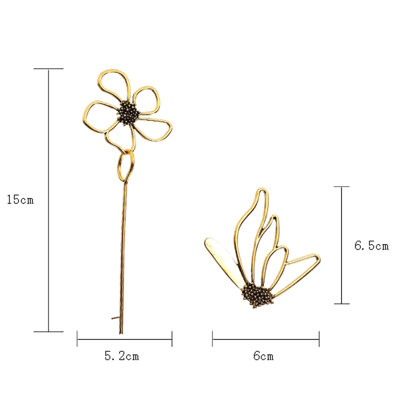ins So Cool Vintage Alloy Flower Exaggerated Dangle Earrings For Women 2018 Asymmetric Super Long Korean Earrings Girls Brincos - Image 6