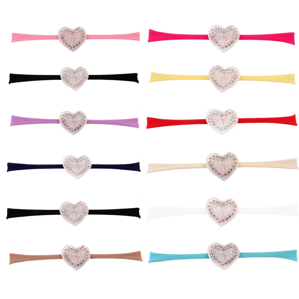 Girl Love heart Rhinestone Headband for Hair Accessories Christening