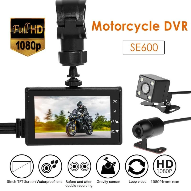 Motorcycle DVR Front+Rear View Dual Camera Waterproof Dash Cam G-sensor Recorder