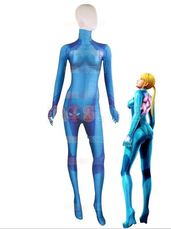 

Samus Aran Zero Suit 3D Printing Female Adult Costume Zentai Cosplay Lycra Spandex Bodysuit