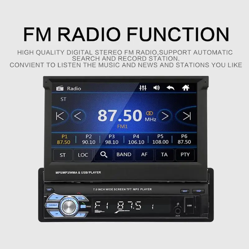 7 "автомобильный радиоприемник с Bluetooth 1DIN дистанционное управление радио-Кассетный проигрыватель сенсорный экран с USB/AUX/SD GPS автомобильный