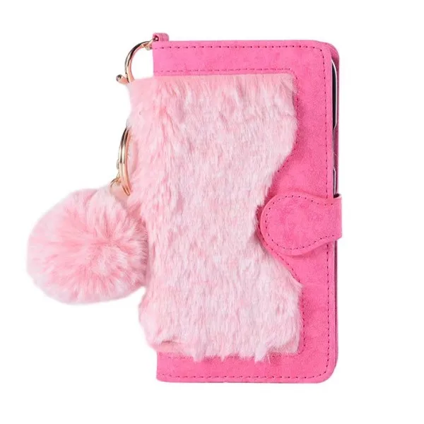 Пушистые чехлы для телефонов с кроличьим мехом для iphone X iphone 10, плюшевый чехол, мягкая задняя крышка из ТПУ+ милый мяч для iphone X, кошелек, чехол - Цвет: pink hair