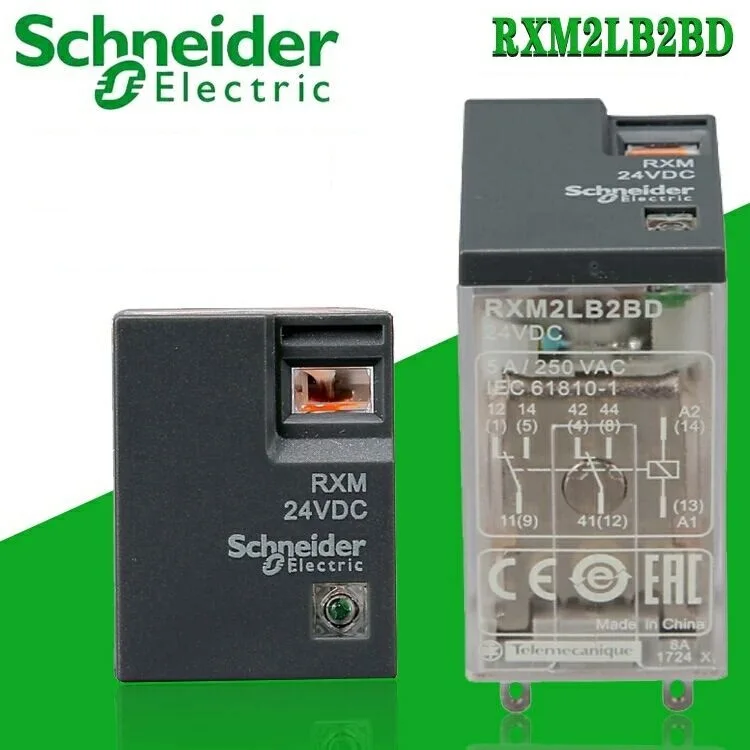 

5PCS Schneider relay RXM2LB2BD RXM2LB2P7 RXZE1M2C 2CO 12A 24VDC 230VAC Brand new and original Schneider relay