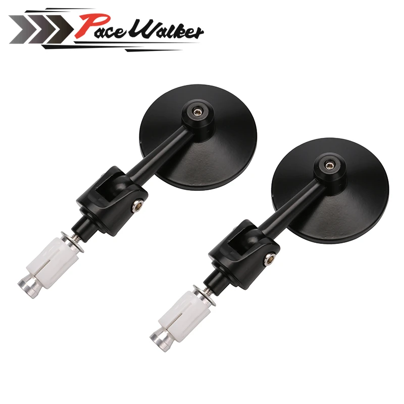 

Motorcycle CNC Aluminum Rear View 3" Handle Bar End 7/8" Mirrors Round Black NEW