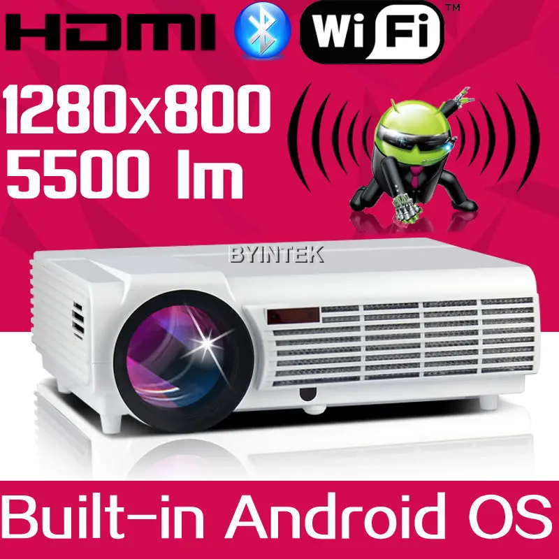 2016 Cheap Android OS wifi 1280x800 smart game BT96 bluetooth Video HDMI USB Full HD 1080P Home Theater LED Projector Proyector