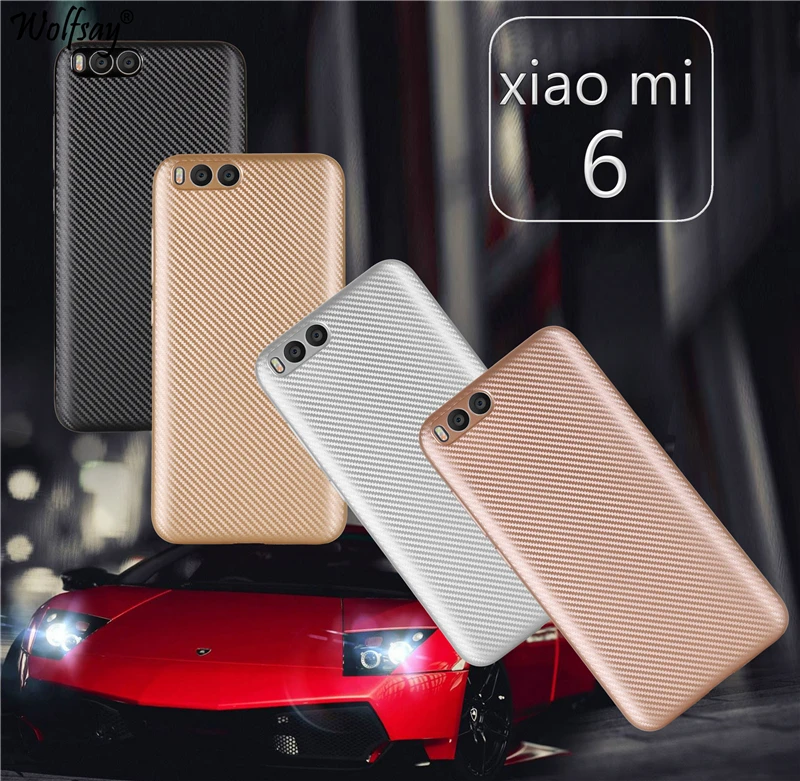 cheap Wolfsay Capas For Xiaomi Mi6 Case Xiaomi Mi 6 Case New Carbon Fiber Design Texture Silicone Phone Bag Case sFor Xiaomi Mi6 Cover