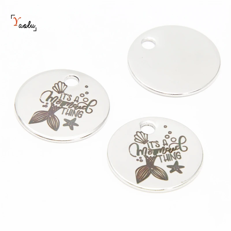 

10pcs/lot Mermaid charm it's a mermaid thing message Stainless Steel Charm pendant 20mm