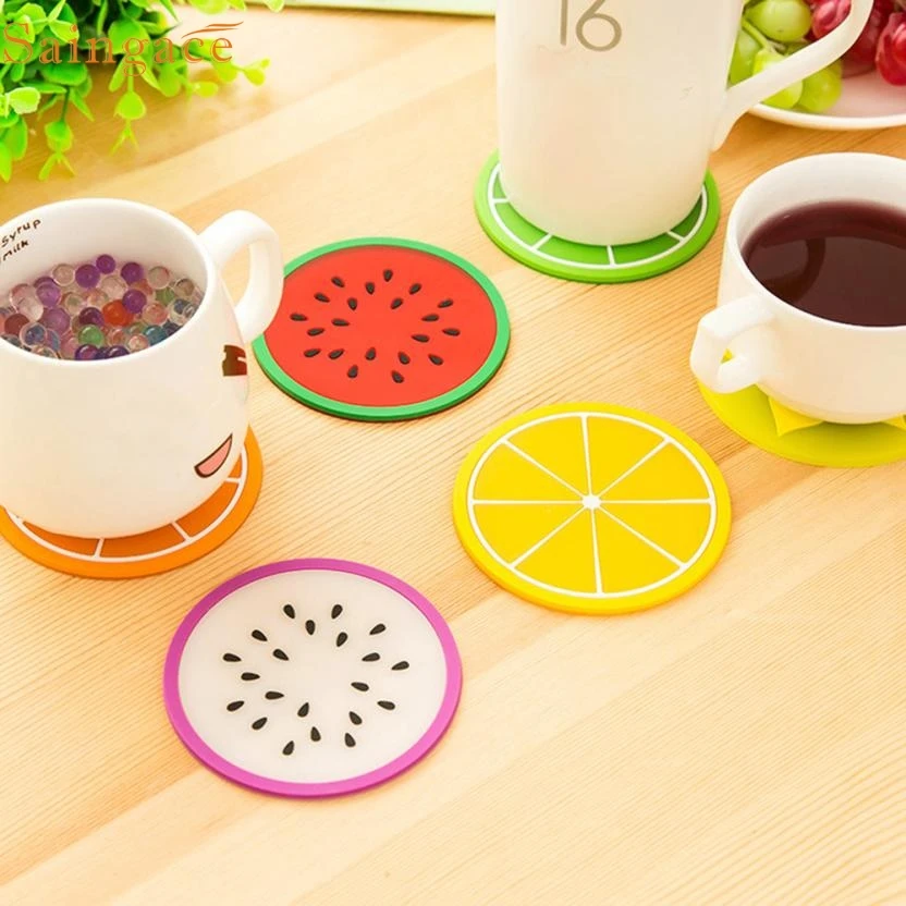 

2018 tablewareFruit Coaster Colorful Silicone Cup Drinks Holder Mat Tableware Placemattableware set
