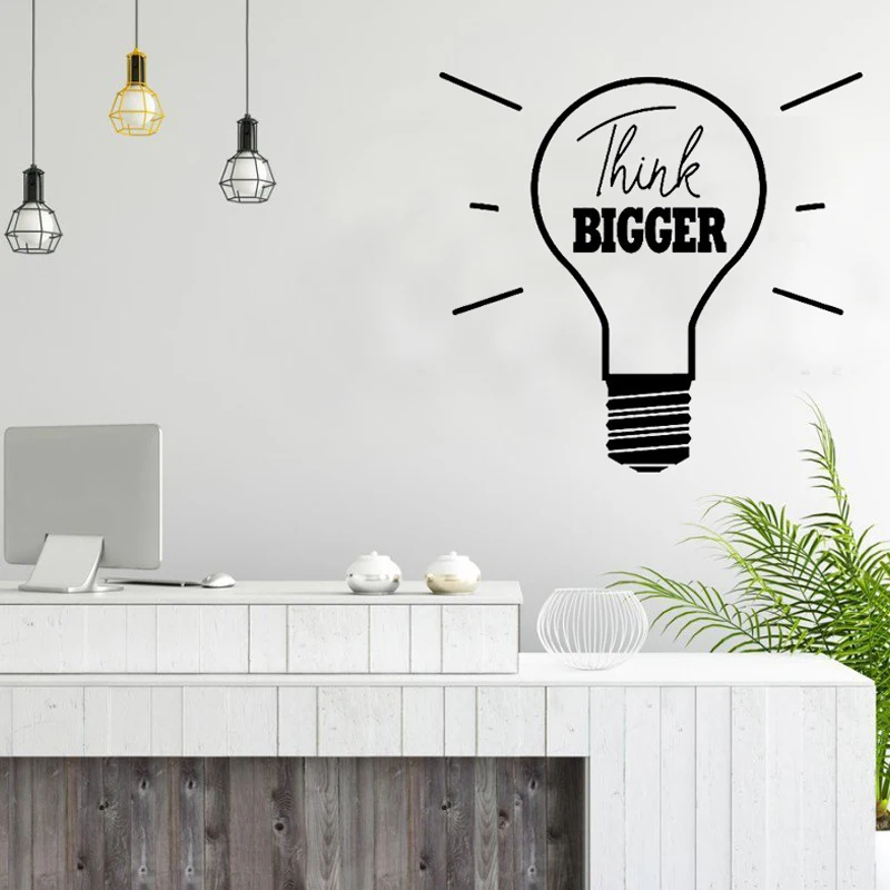 

Think Bigger Decal , Motivation Wall Decor , Light Bulb Vinyl Sticker & Wall Decals Office Business Room Decoration SK42