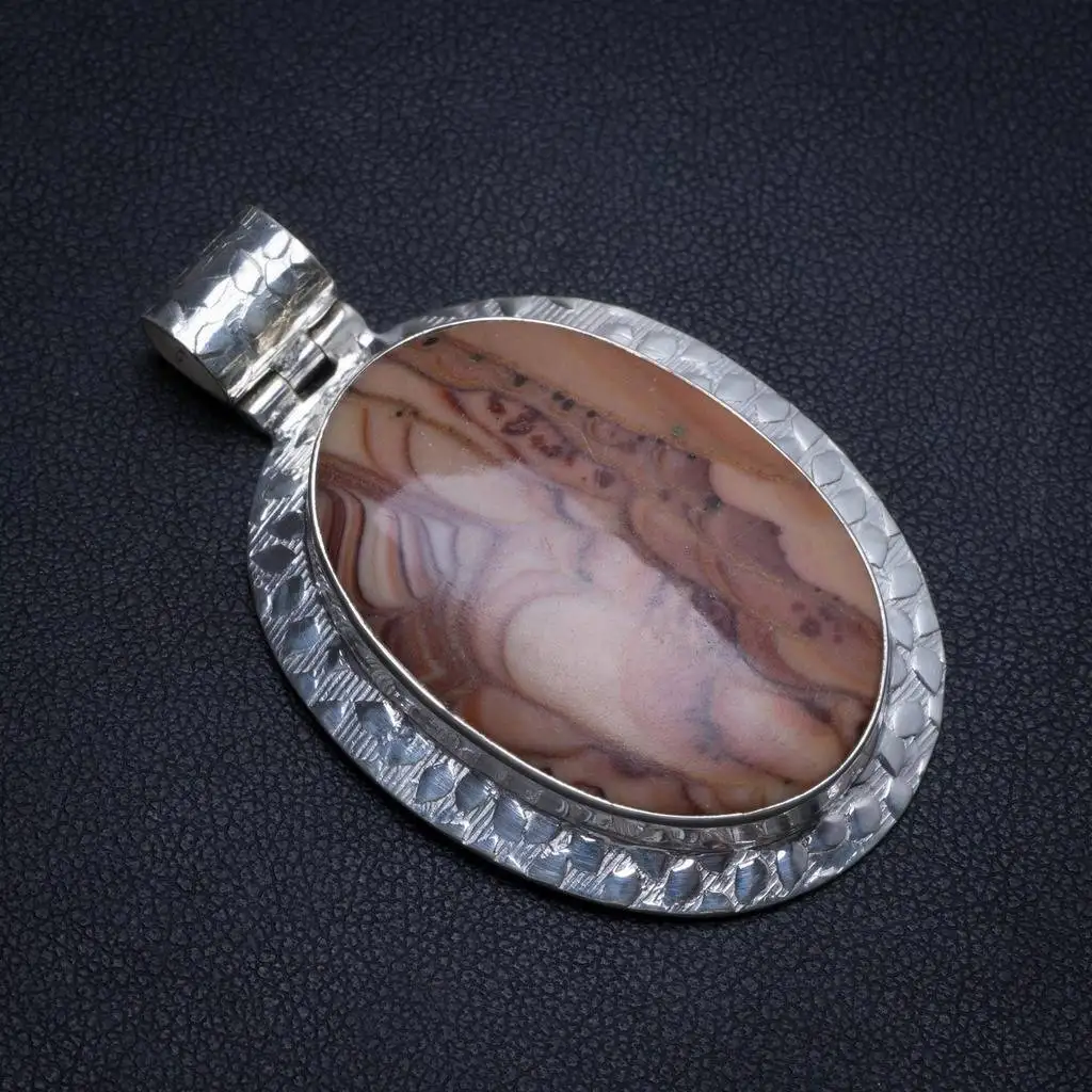 

Natural Cobra Jasper Handmade Unique 925 Sterling Silver Pendant 2" T0318