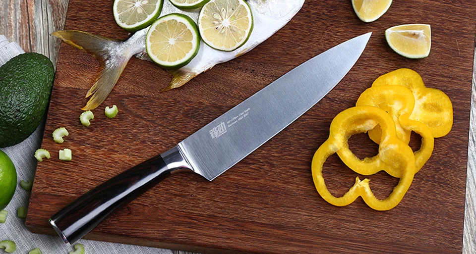 Findking Лучшие ножи из нержавеющей стали 8 дюймов нож шеф-повара кухонный нож для тонкой нарезки мяса приспособления для фруктов и овощей
