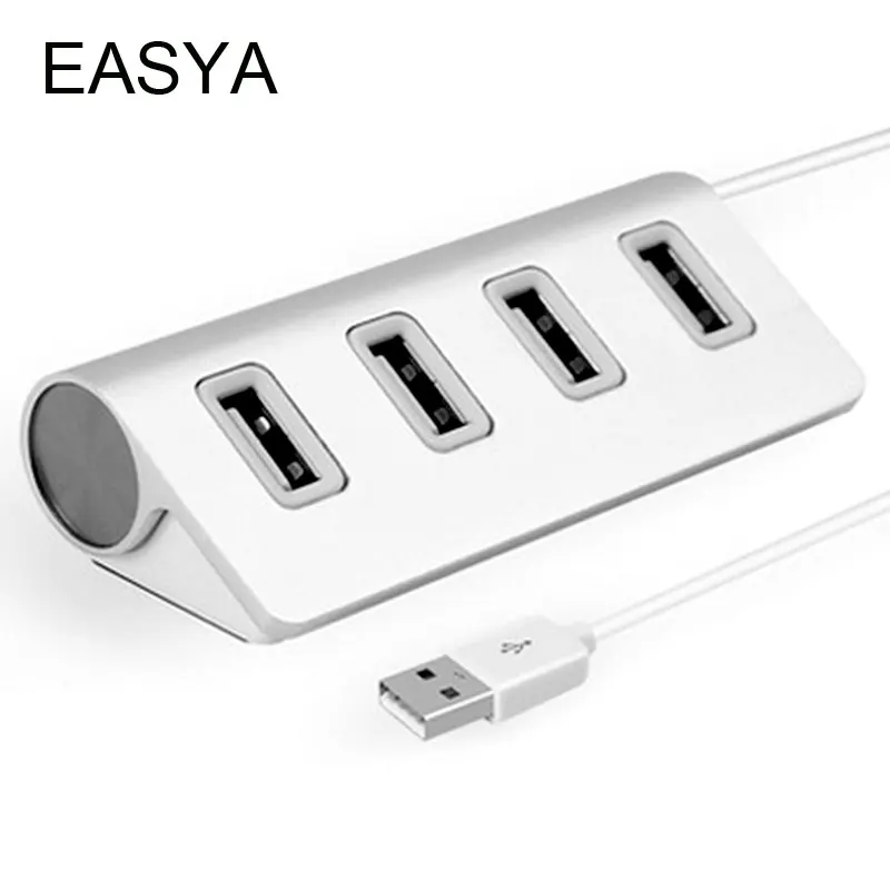 EASYA Micro USB Hub 2,0 высокоскоростной адаптер многопортовый usb-адаптер портативные концентраторы USB 4 порта серебро для ноутбука ПК использование компьютера