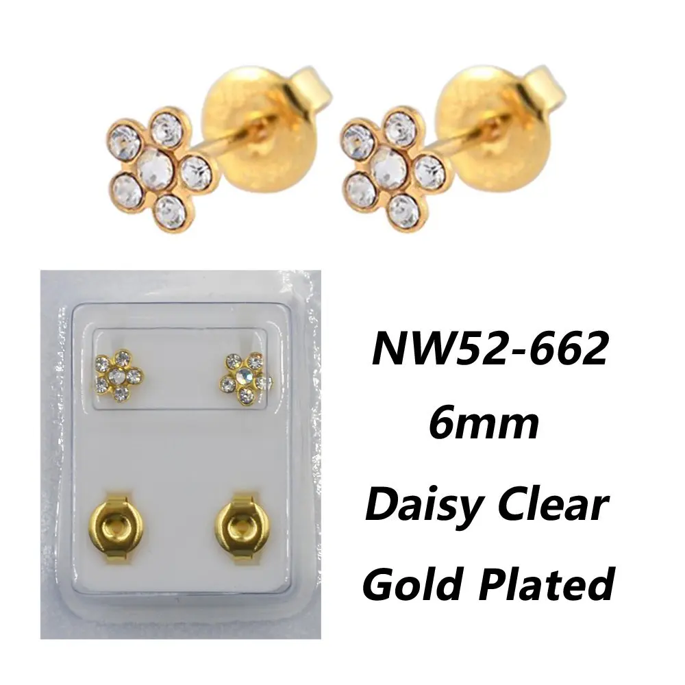 GP 6mm Daisy Clear Хирургические серьги-гвоздики из нержавеющей стали для женщин и мужчин, пирсинг, CZ Кристалл, серьги-гвоздики, ювелирные изделия, Бабочка, Маргаритка, цветок, звезда, сердце - Окраска металла: GP 6mm Daisy Clear