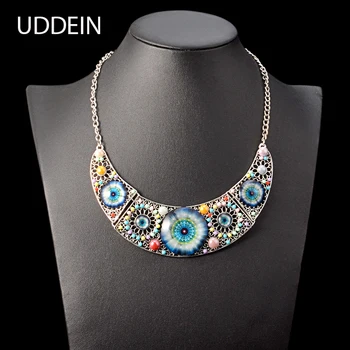 

UDDEIN Bohemian maxi necklace vintage statement choker necklace for women metal drip oil hollow out jewelry fashion collar