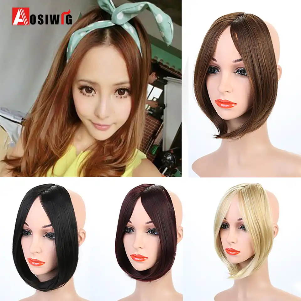 Aosiwig Long Bangs Girls Side Bangs Fake Fringe Synthetic Clip In
