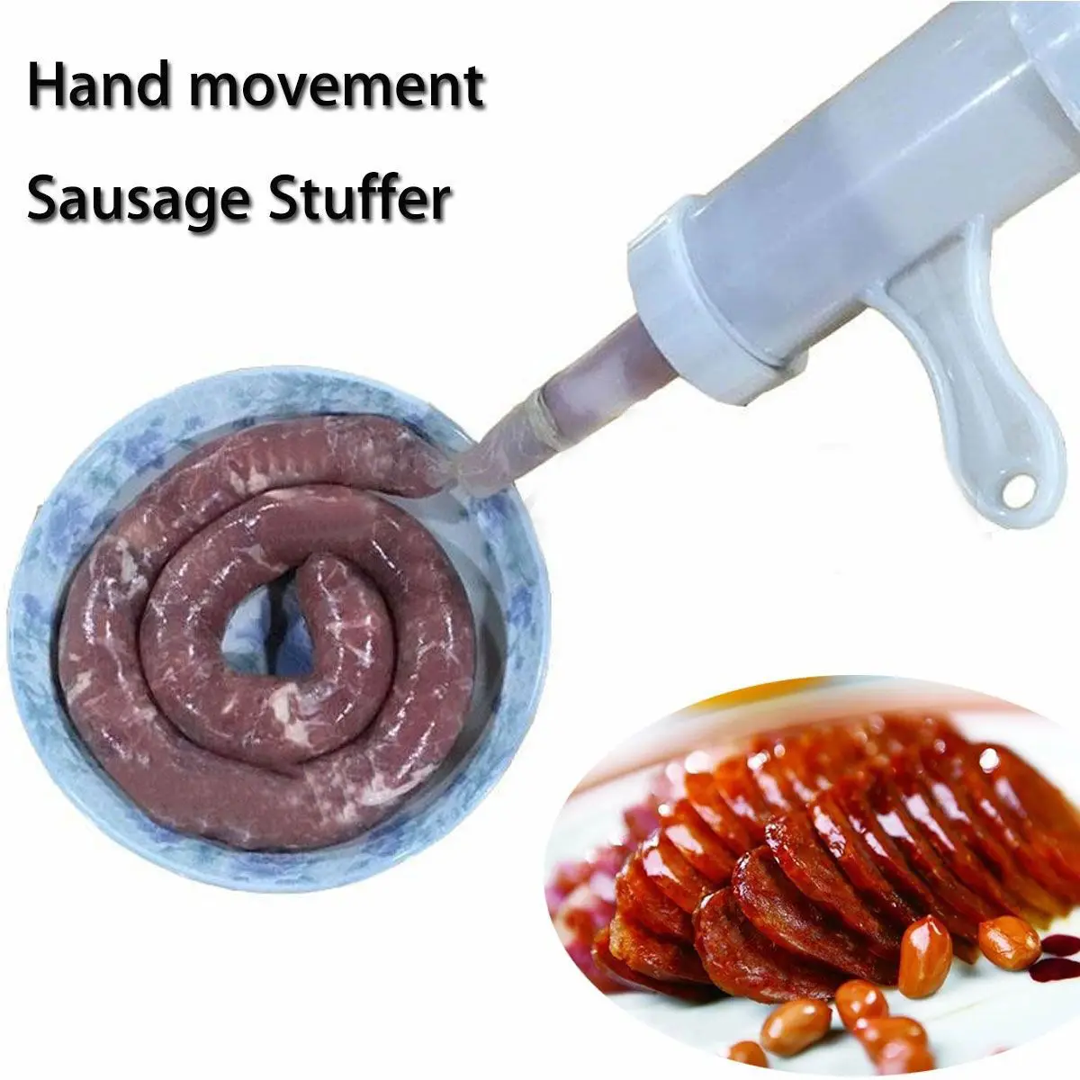 

2018 New Food Grade Quality Manual Sausage Machine Meat Stuffer Filler Hand Operated Salami Maker Funnel Meat Poultry Tools