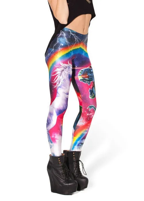 Robot Dinosaur Rainbow Leggings 