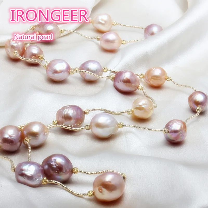 

Genuine Luxury Really natural Metallic luster Big pearl 11-13mm Baroque Irregular Pearl Necklace for women Free shipping
