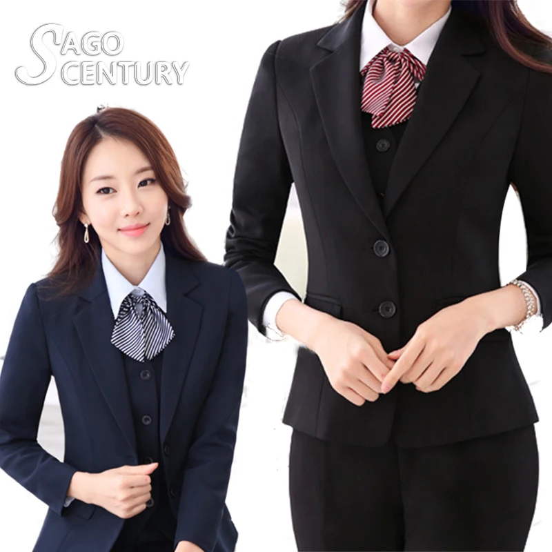 2017 New Slim font b Women b font Work Office Lady Business Feminino Outwear Solid Uniform
