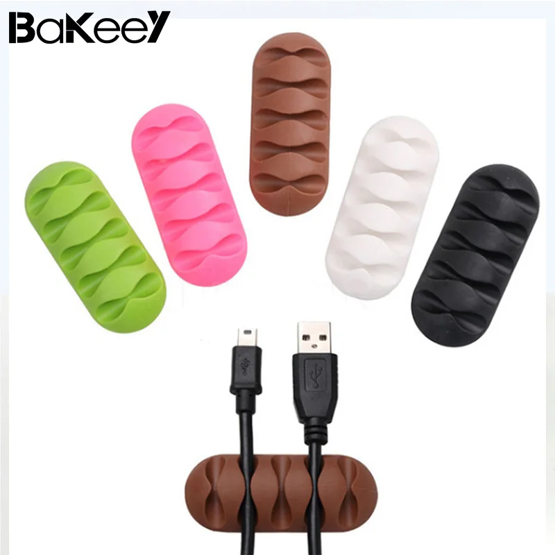 Bakeey 5 слотов липкие силиконовые настольные наушники USB Кабельные держатели мини