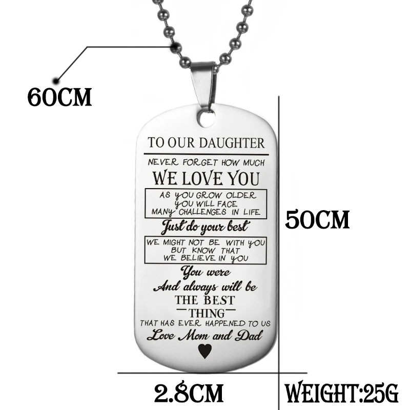 Бирка для собаки ожерелье семейная бижутерия для дочери моего сына мы любим Тебя Папа Мама Ожерелье армейские Жетоны