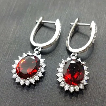 

FLZB , Fine jewelry earring fashion design big gemstone in 925 sterling silver with 18k gold plated trendy jewelry for women