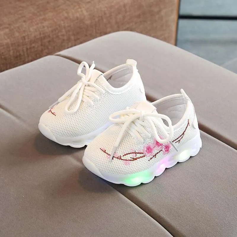 

Chidlren's shoes with light mesh breathable Boys Girls LED shoes casual Floral kids glowing sneakers baby toddlers LED shoes