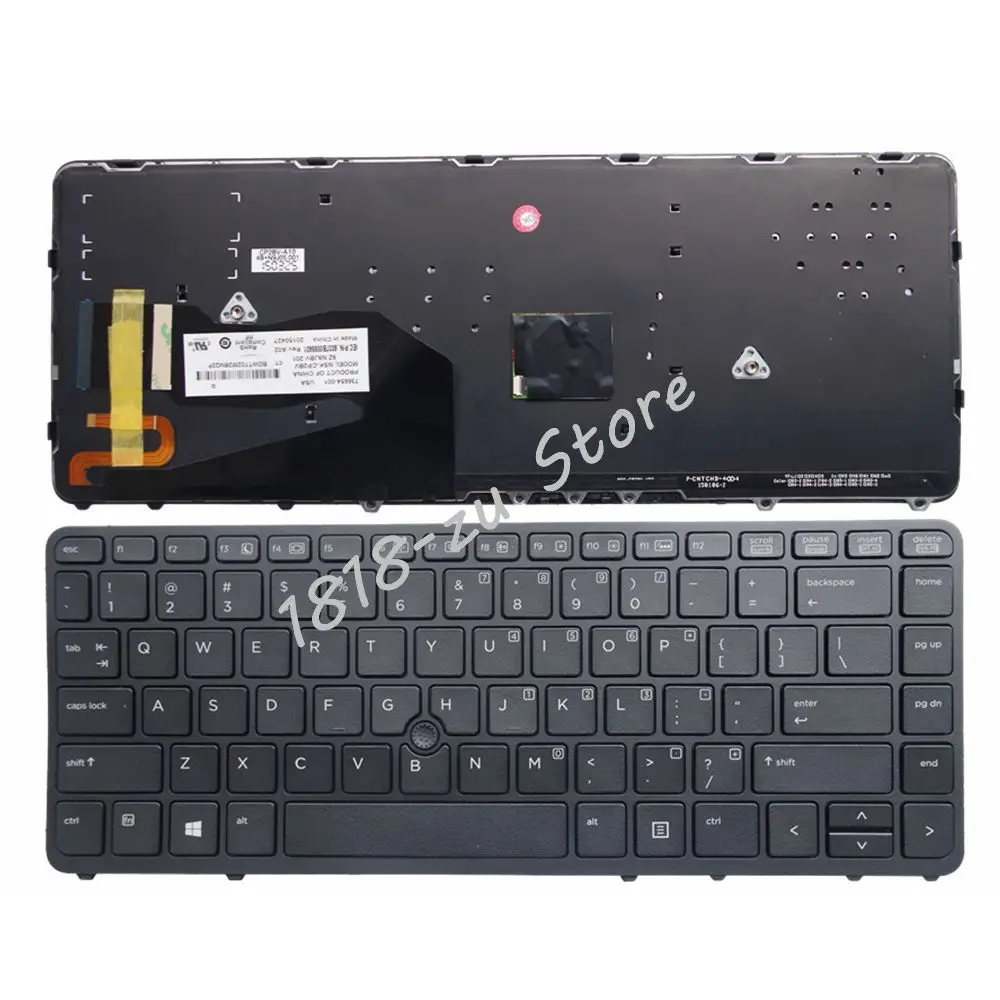 

YALUZU English Laptop keyboard for HP EliteBook 840 G1 850 G1 840 G2 Series US layout ZBook 14 With Backlit with pointing stick