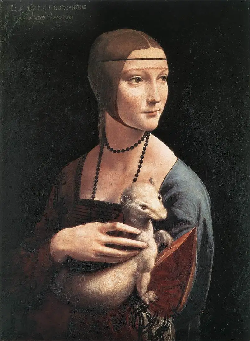 

Portrait Wall Art Painting on Canvas Lady With an Ermine Leonardo Da Vinci's Woman Oil Painting Reproduction