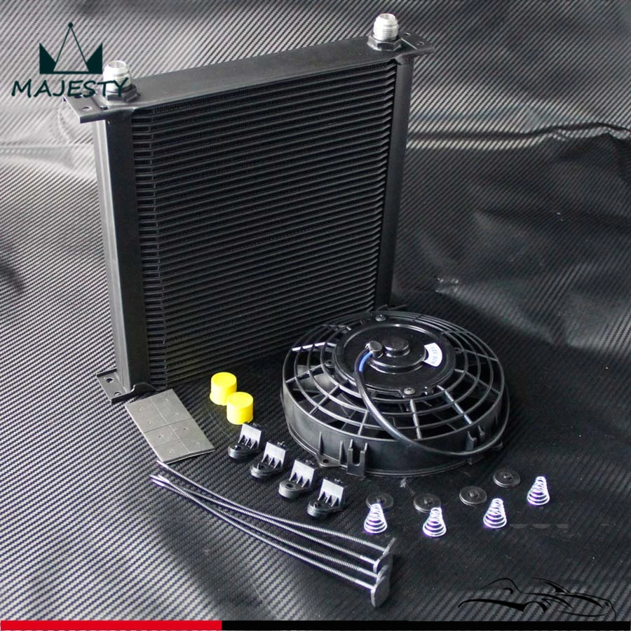

40 Row AN10 Aluminum Engine & Transmission Oil Cooler + 7" Electric Fan kit Turbo Cooling Fuel System fit for universal