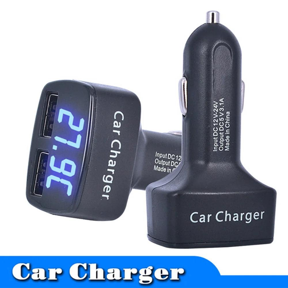 

5V 3.1A LED Display Dual USB Car Charger Universal 4 in 1 with Voltage/temperature/Current Meter Tester Adapter Digital