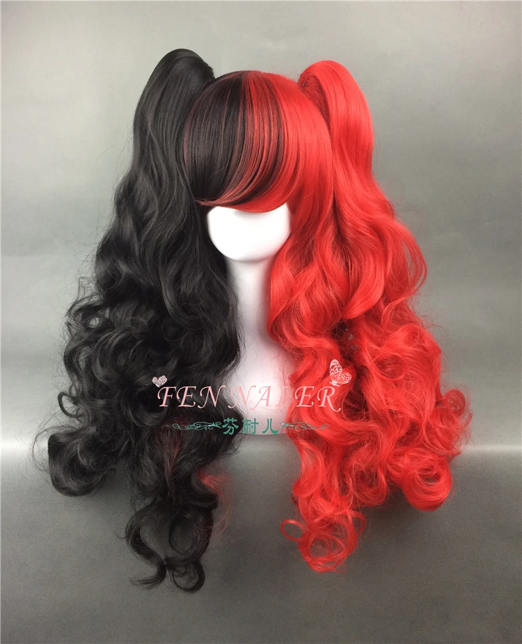 Лолита черный, красный Косплэй парик длинные волнистые фигурные хвостики разноцветные объемная волна косичка Для женщин синтетические волосы для взрослых