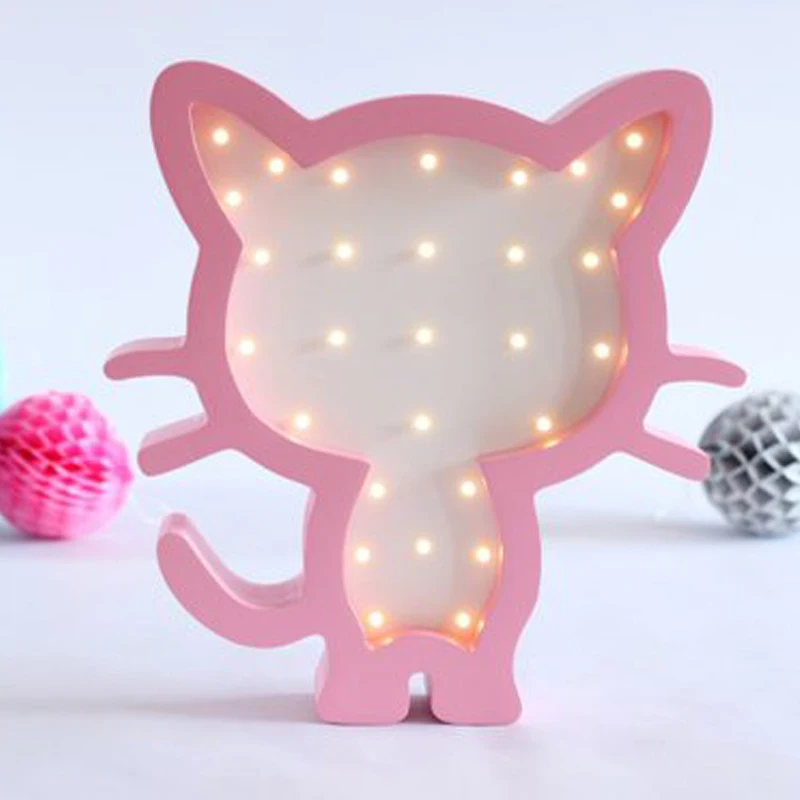 Us 17 39 40 Off Wooden Led Night Lamp Cat Figurine For Baby Bedroom Decor Cat Art Baby Shower Gift Kids Room Decor Girls Night Lamp Cat Lover In