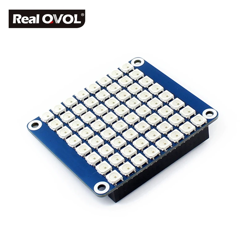 

True color RGB LED HAT (B) for Raspberry Pi, colorful display,8 * 8 grid RGB LED,256 levels adjustable Brightness, 800Kbps(typ)