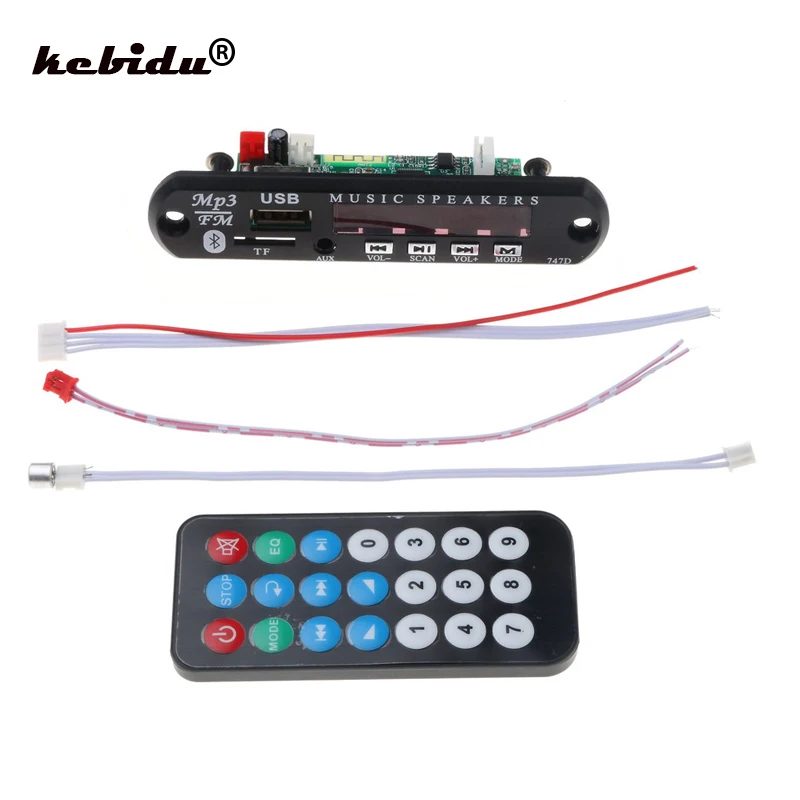 

kebidu Bluetooth MP3 Player Decoder Board FM Radio TF USB 3.5 Mm AUX Audio Handfree Car Kit For Car For Iphone Android Phone