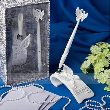 

Casamento Resin White Butterfly Wedding Pen Set Wedding Decoration Event & Party Supplies