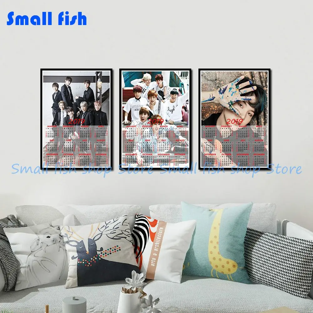 

BTS 2019 calendar poster Home Furnishing decorative white coated paper Wall Sticker Home Decora