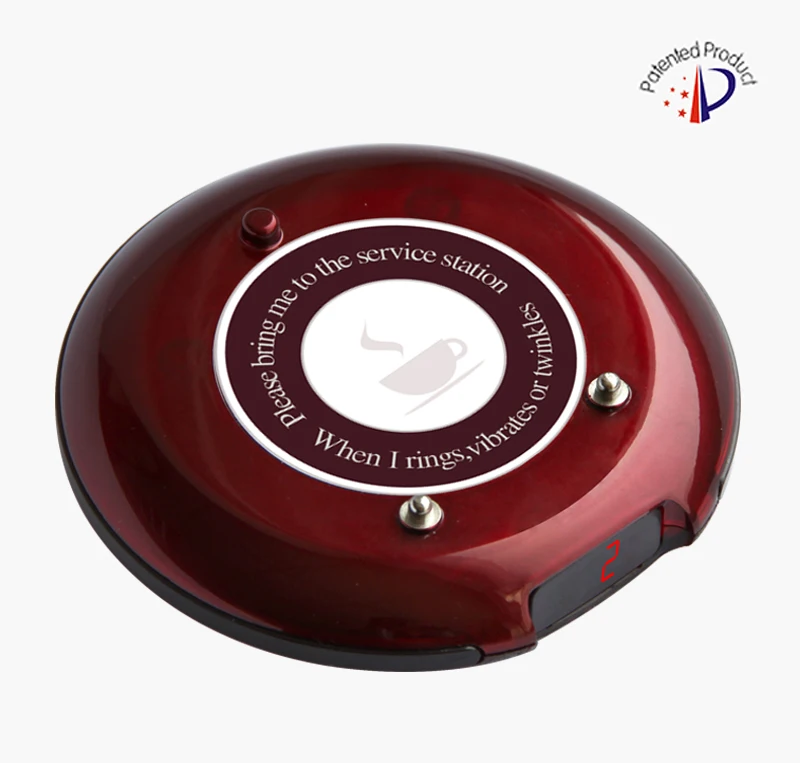 

Fast food call buzzer R18 wireless restaurant Coaster Pager system Notify diners with Flash, Beep, Vibration