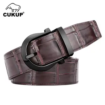 

CUKUP Mens Top Quality Cowhide Leather Belts Alloy Pin Buckle Metal Belt Men's Fashion Design Jeans Accessories for Man LUCK858