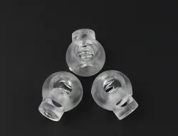 50 Pcs/Pack Cord Lock Round Ball Toggle Stopper Plastic  Toggle Clip Widely For Bag Backpack/Clothing Clear White