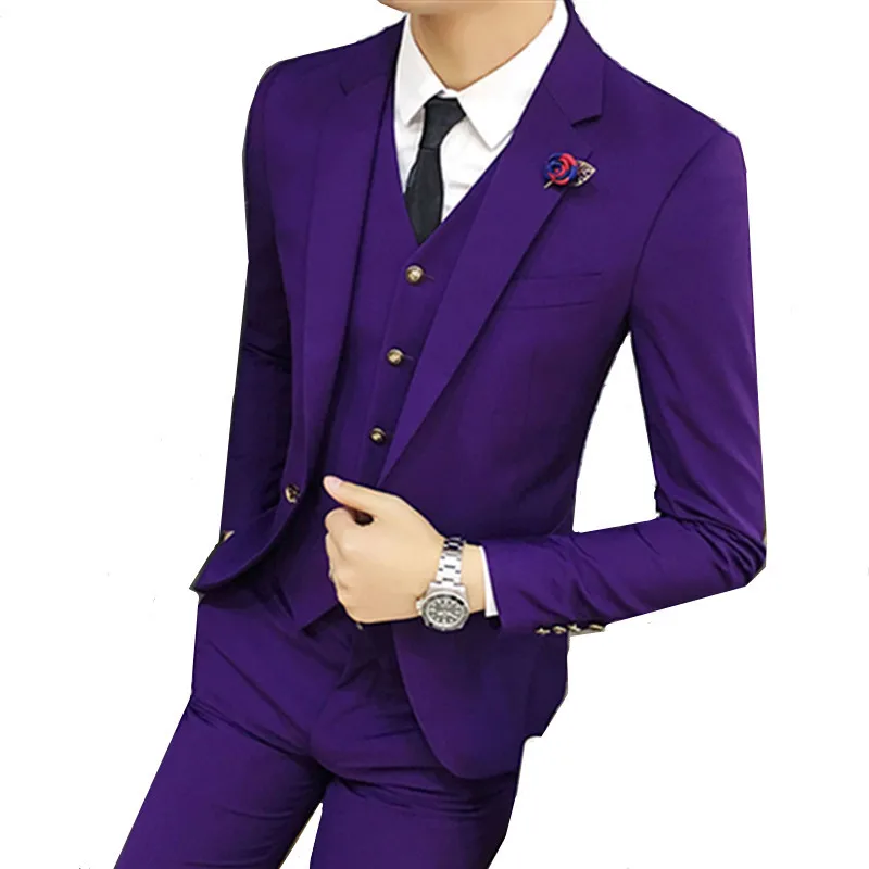 

Jacket Pants Vest 3 Pieces Set / Fashion New Men's Boutique Casual Solid Color Business Groom Wedding Suit Blazers Coat Trousers