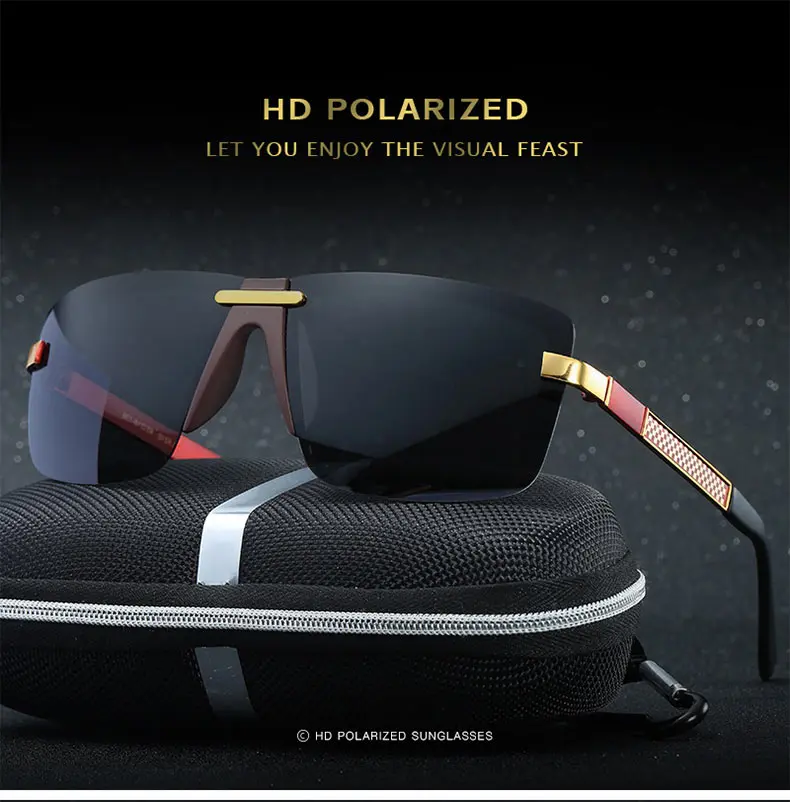 MINIMUM High Quality Half frame Square Sunglasses Women Polarized Men Sunglasses Sport Eyewear Driving Gold frame HD Polarized1 (3)
