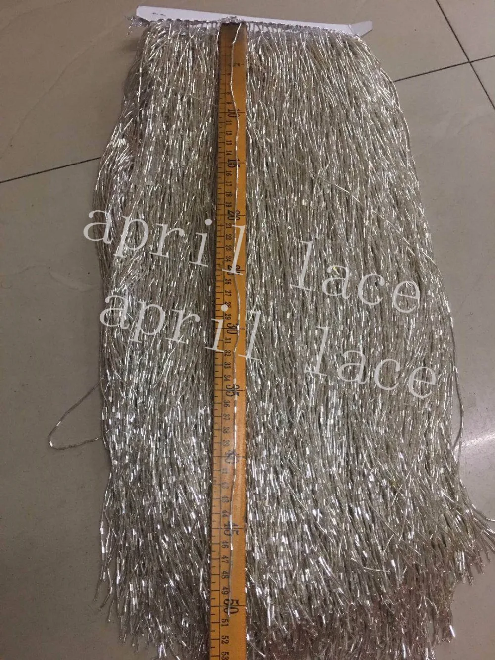 cheap yy050 # 5 yards bag silver 50 cm width tube beads ribbon fringe tassel for wedding dress garment decorative dress decoration