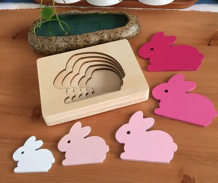 Montessori sensorial детские игрушки мультяшное животное 3D головоломки Многослойные Детские Деревянные Игрушки для раннего развития детей