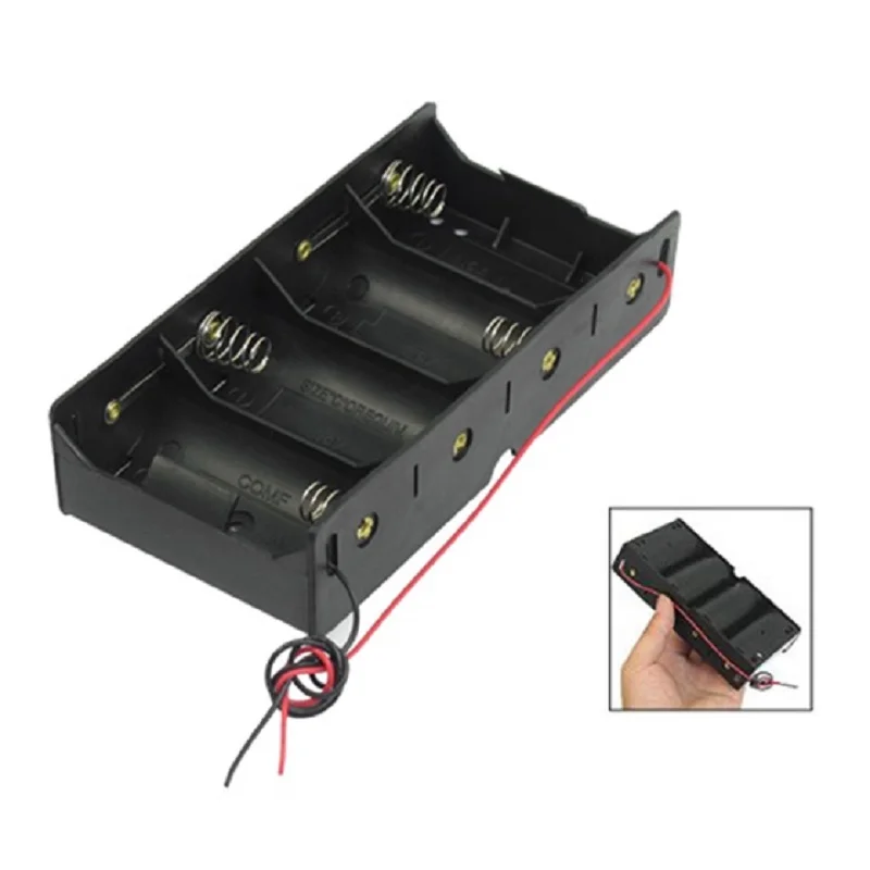 Пружинный зажим черный 4x1 5 V D держатель батареи Чехол для хранения сотовый ящик с