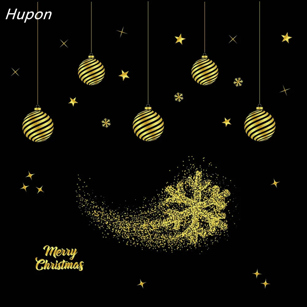 

50X32cm Canvas Christmas Window Glass Stickers Gold Snowflake Xmas Tree Festival Decals Christmas Decoration for Home Supplies