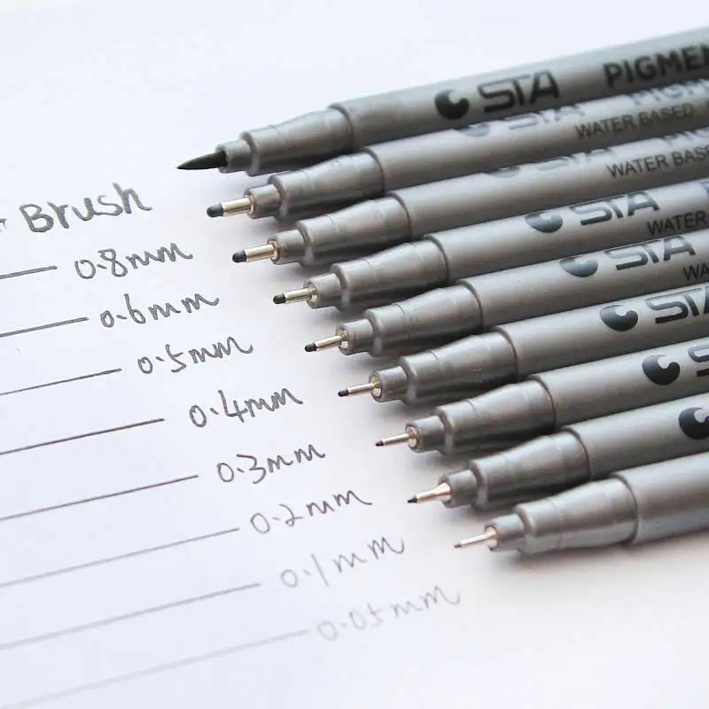 Водонепроницаемый STA Art Sketch comics Art маркер ручка пигмент лайнер на водной основе для рисования почерк школьные офисные канцелярские принадлежности