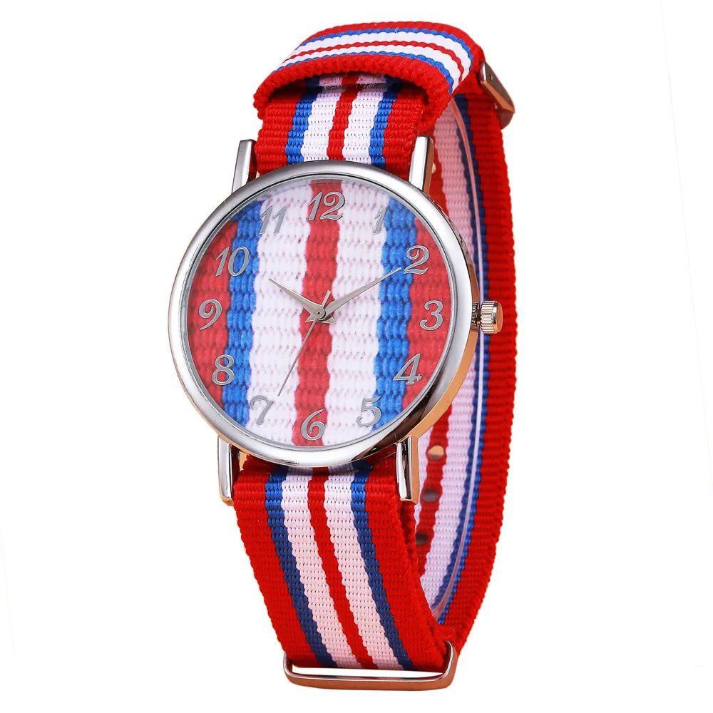 Модные красные, белые, синие полосатые парусиновые мужские часы на ремне кварцевые наручные часы masculino Повседневные Мужские Аналоговые спортивные наручные часы